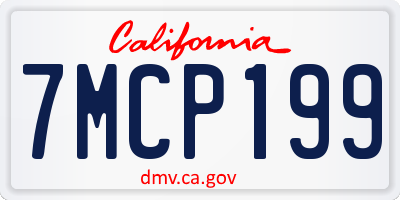 CA license plate 7MCP199