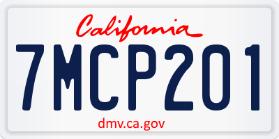 CA license plate 7MCP201