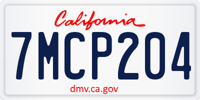 CA license plate 7MCP204