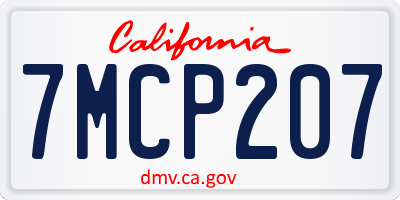CA license plate 7MCP207