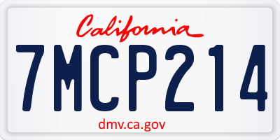 CA license plate 7MCP214