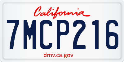 CA license plate 7MCP216