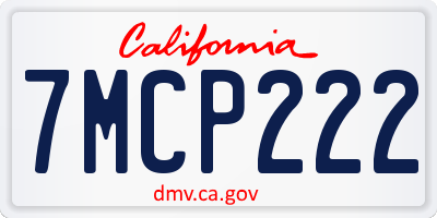 CA license plate 7MCP222