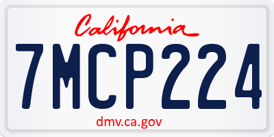 CA license plate 7MCP224