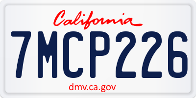 CA license plate 7MCP226