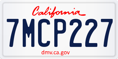 CA license plate 7MCP227