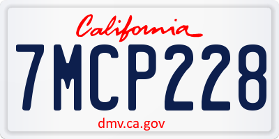 CA license plate 7MCP228