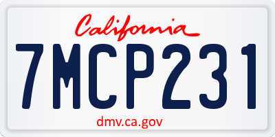 CA license plate 7MCP231