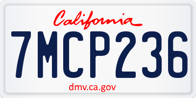 CA license plate 7MCP236