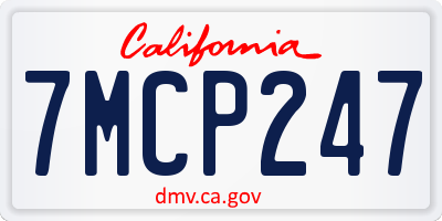 CA license plate 7MCP247