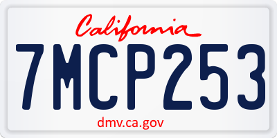CA license plate 7MCP253