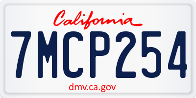 CA license plate 7MCP254