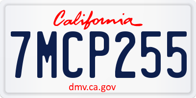 CA license plate 7MCP255