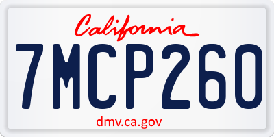 CA license plate 7MCP260