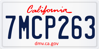 CA license plate 7MCP263