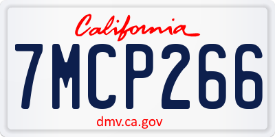 CA license plate 7MCP266