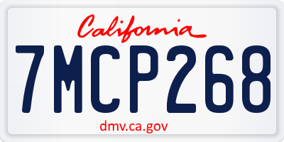 CA license plate 7MCP268