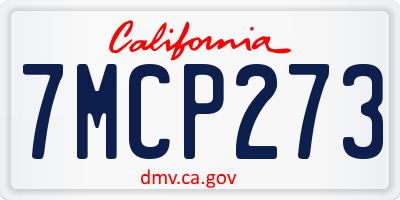 CA license plate 7MCP273