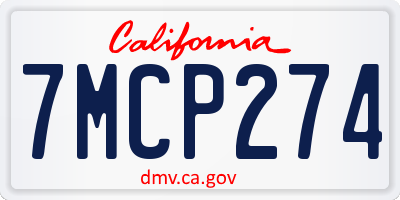 CA license plate 7MCP274