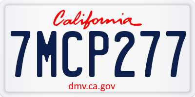 CA license plate 7MCP277