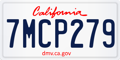 CA license plate 7MCP279