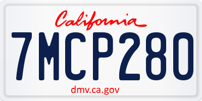 CA license plate 7MCP280