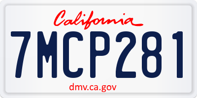 CA license plate 7MCP281