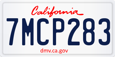 CA license plate 7MCP283