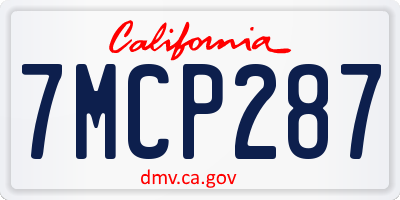 CA license plate 7MCP287