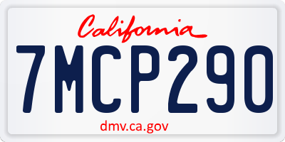 CA license plate 7MCP290