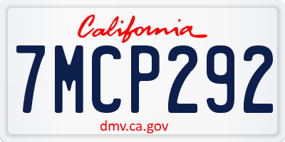 CA license plate 7MCP292