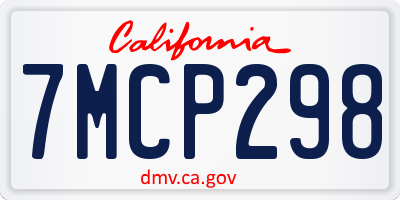 CA license plate 7MCP298