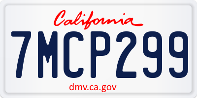 CA license plate 7MCP299