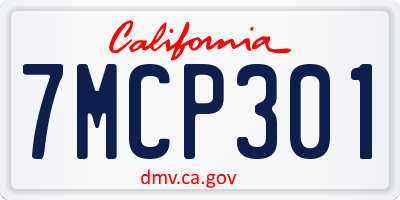 CA license plate 7MCP301