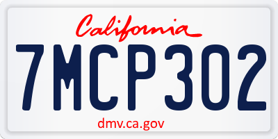 CA license plate 7MCP302