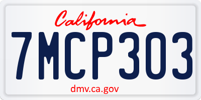 CA license plate 7MCP303
