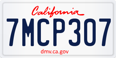 CA license plate 7MCP307