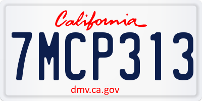 CA license plate 7MCP313