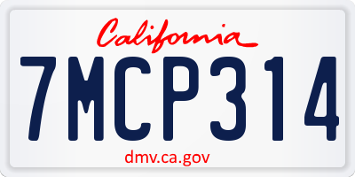 CA license plate 7MCP314