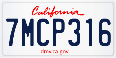 CA license plate 7MCP316