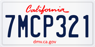 CA license plate 7MCP321