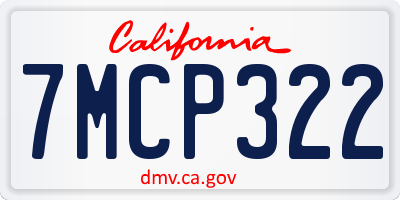 CA license plate 7MCP322