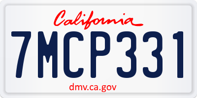 CA license plate 7MCP331