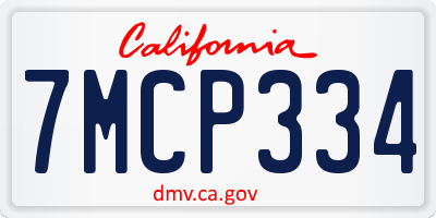 CA license plate 7MCP334