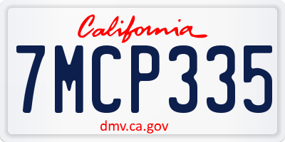 CA license plate 7MCP335