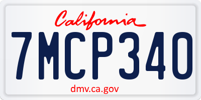 CA license plate 7MCP340