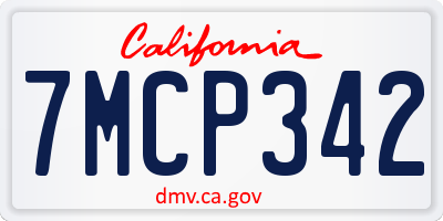 CA license plate 7MCP342