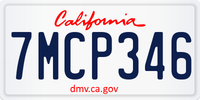 CA license plate 7MCP346