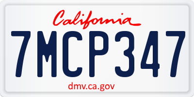 CA license plate 7MCP347