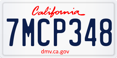 CA license plate 7MCP348